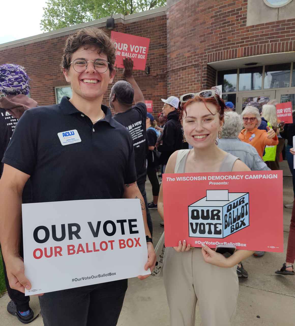 ACLU staff at Our Vote, Our Ballot Box rally